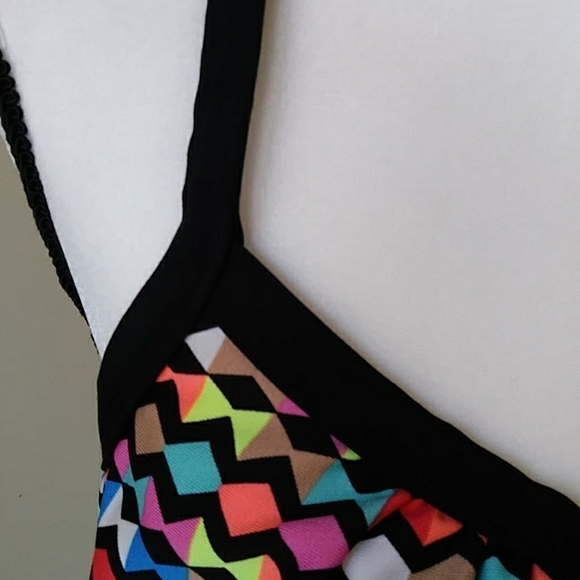 Pure Paradise Zig Zag Empire Waist Tankini Swim Top 36DD Multicolor - Picture 6 of 15